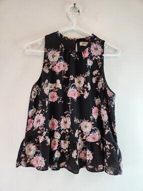 Monteau Los Angeles Short Black Pink Floral Dress / Top Women's Medium